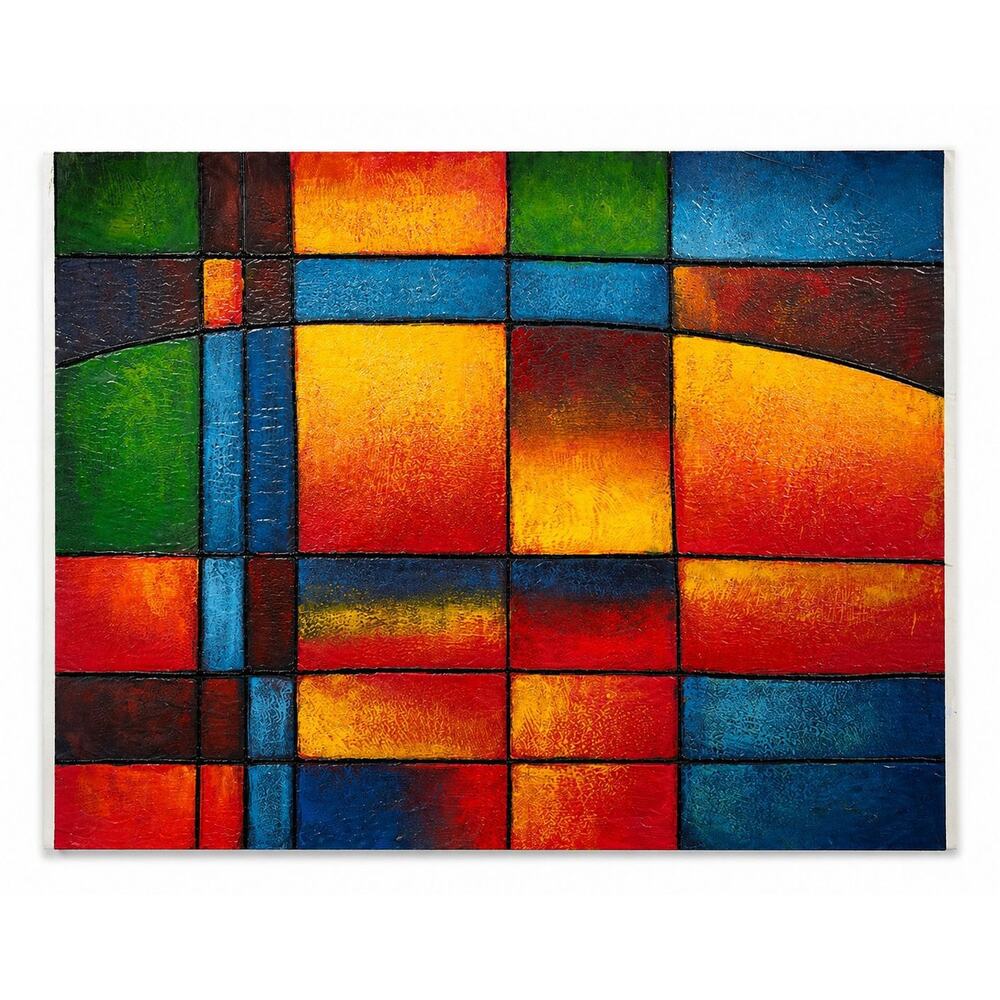 Abstract Colorful Geometric Canvas Wall Art Painting 27x22 Inch Modern Decor